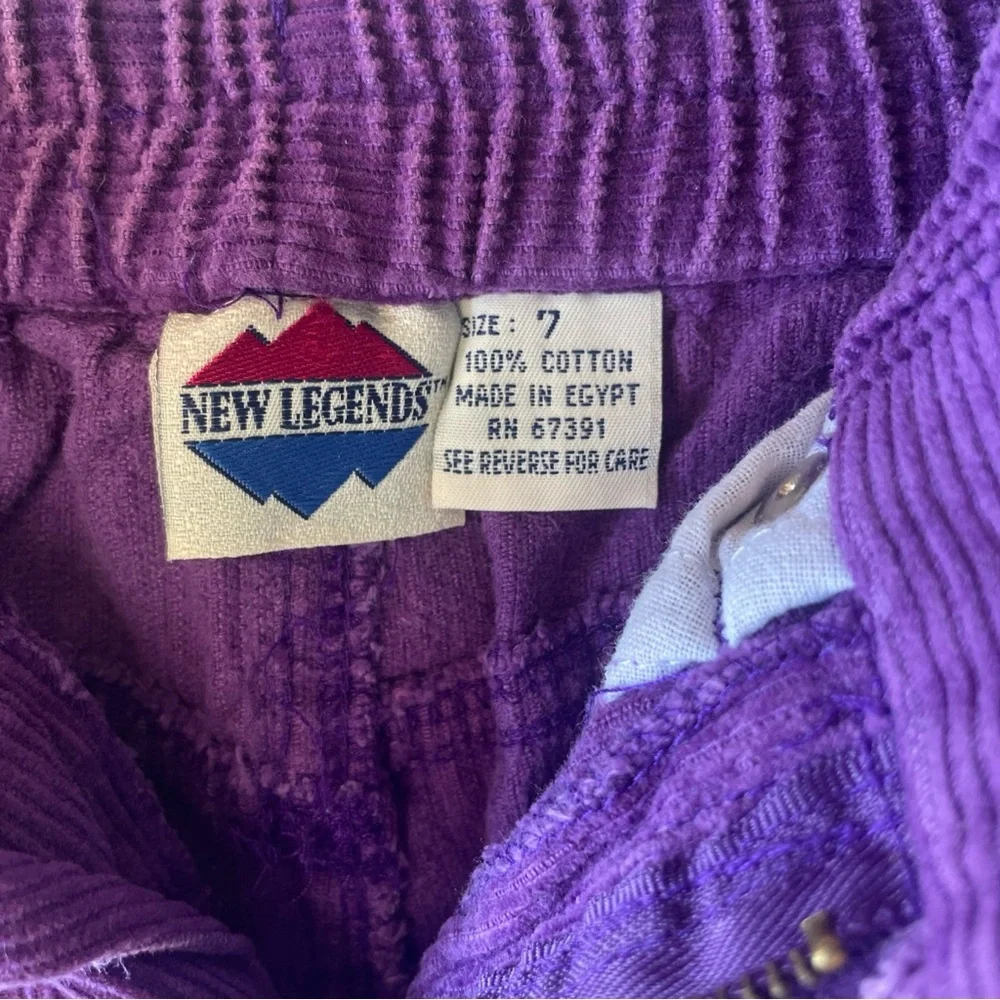 New Legends Purple Kids Corduroy Pants size 7 elastic waist 100% cotton